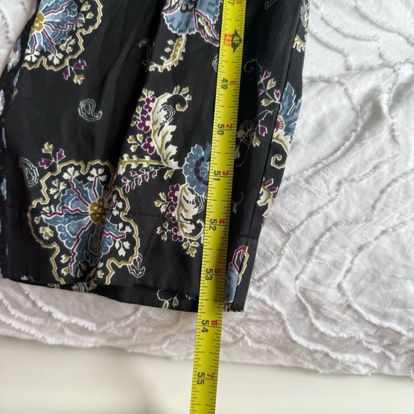 Rebecca Taylor Black Blue Floral Paisley Ruffle Jumpsuit Pockets - Picture 10 of 11